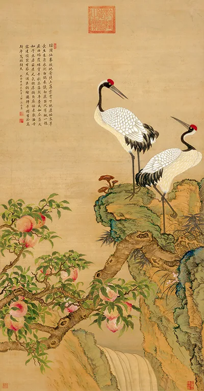 清 邹一桂《蟠桃图》绢本设色 北京故宫博物院的配图-墨韵书香