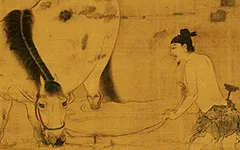 唐・韩干《清溪饮马图》的配图-墨韵书香