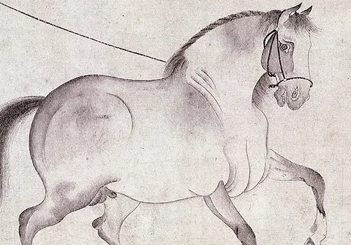 元 赵孟頫《饮马图》纸本 欣赏的配图4-墨韵书香