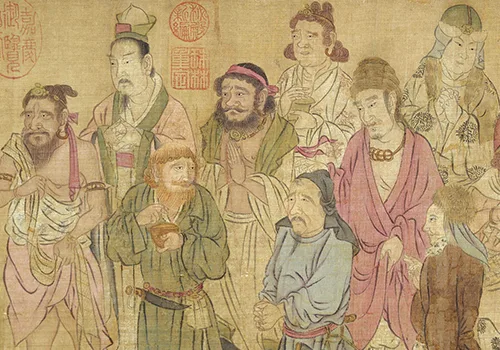 宋 赵光辅 《番王礼佛图》绢本 28.6x103.5 欣赏的配图4-墨韵书香