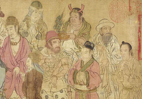 宋 赵光辅 《番王礼佛图》绢本 28.6x103.5 欣赏的配图5-墨韵书香