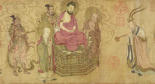 宋 赵光辅 《番王礼佛图》绢本 28.6x103.5 欣赏的配图6-墨韵书香