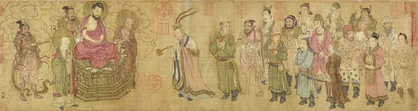 宋 赵光辅 《番王礼佛图》绢本 28.6x103.5 欣赏的配图-墨韵书香