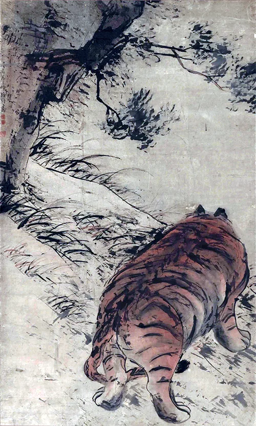画虎不画威?清画家高其佩另类操作:指尖怼脸画胖虎,丑萌出圈!的配图-墨韵书香