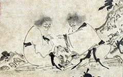 一幅画,两个怪和尚的笑,藏着啥门道?《寒山拾得图》的配图-墨韵书香