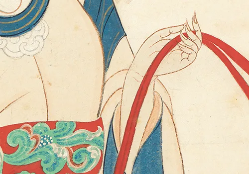 张大千笔下的蟠桃之谜:是祝寿还是时代隐喻?画中仕女竟来自敦煌菩萨!的配图3-墨韵书香
