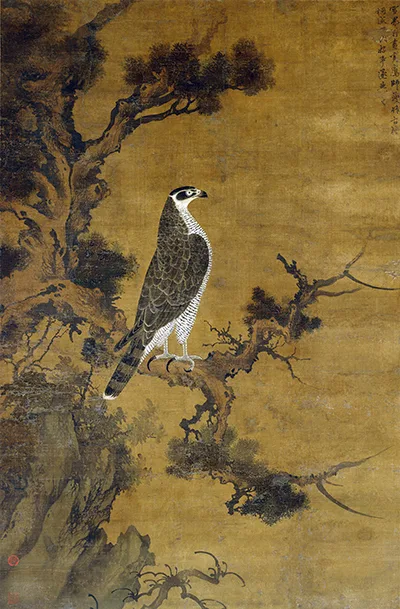 元 雪界翁 张师夔（舜咨）《鹰桧图》《柏鹰图》欣赏的配图5-墨韵书香