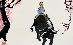 李可染笔下的春日童话:牧童骑牛过,花开似云霞的配图-墨韵书香