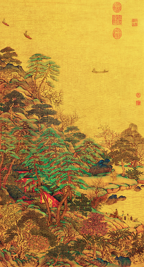 古画中的春日盛景:《江帆楼阁图》赏析 历代国画 第12张-墨韵书香