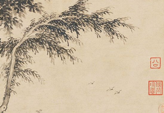 元 盛懋 秋江待渡图轴纸本112.5x46.3 清宫旧藏 元 盛懋 秋江待渡图轴纸本112.5x46.3 清宫旧藏