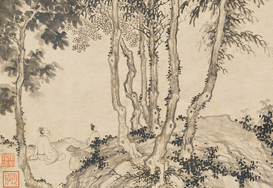 元 盛懋 秋江待渡图轴纸本112.5x46.3 清宫旧藏 元 盛懋 秋江待渡图轴纸本112.5x46.3 清宫旧藏